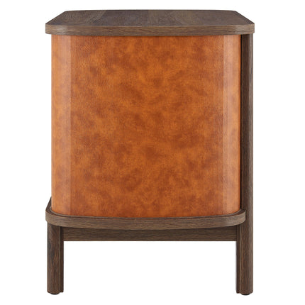 Modway MOD-7237 Coralie 2-Drawer Curved Vegan Leather Nightstand Modway
