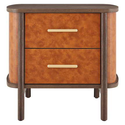 Modway MOD-7237 Coralie 2-Drawer Curved Vegan Leather Nightstand Modway
