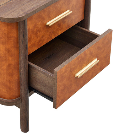 Modway MOD-7237 Coralie 2-Drawer Curved Vegan Leather Nightstand Modway