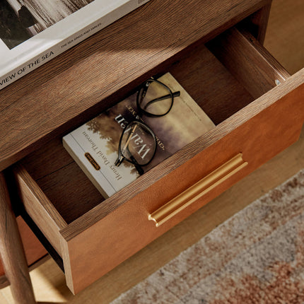 Modway MOD-7237 Coralie 2-Drawer Curved Vegan Leather Nightstand Modway