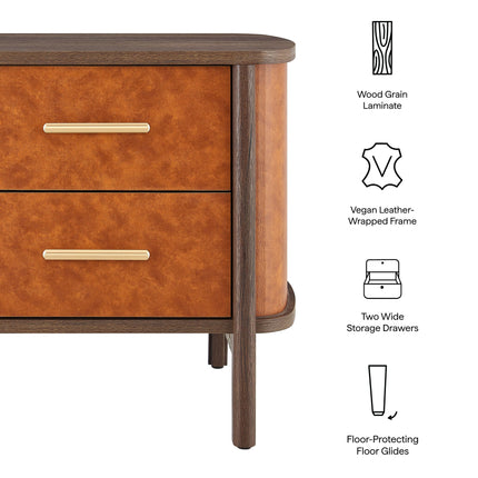 Modway MOD-7237 Coralie 2-Drawer Curved Vegan Leather Nightstand Modway