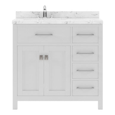 VHG MS-2136R-CMRO-WH-NM Caroline Parkway 36" Single Bath Vanity in White with Cultured Marble Quartz Top and Round Sink VHG