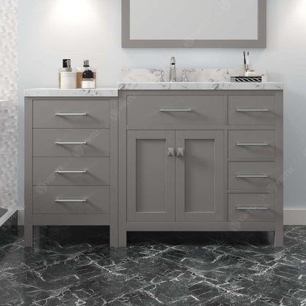 VHG MS-2157R-CMRO-GR-NM Caroline Parkway 57" Single Bath Vanity in Gray with Cultured Marble Quartz Top and Round Sink