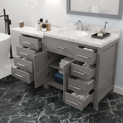 VHG MS-2157R-CMRO-GR-NM Caroline Parkway 57" Single Bath Vanity in Gray with Cultured Marble Quartz Top and Round Sink