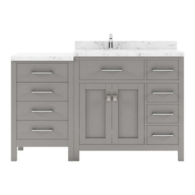 VHG MS-2157R-CMSQ-GR-NM Caroline Parkway 57" Single Bath Vanity in Gray with Cultured Marble Quartz Top and Square Sink VHG