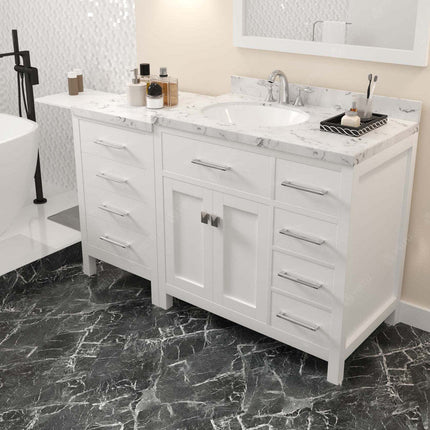VHG MS-2157R-CMRO-WH-NM Caroline Parkway 57" Single Bath Vanity in White with Cultured Marble Quartz Top and Round Sink