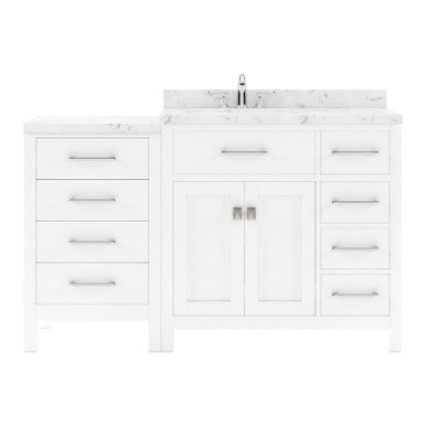 VHG MS-2157R-CMSQ-WH-NM Caroline Parkway 57" Single Bath Vanity in White with Cultured Marble Quartz Top and Square Sink VHG