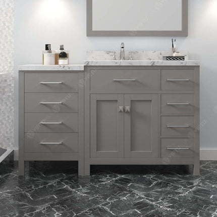VHG MS-2157R-CMSQ-GR-NM Caroline Parkway 57" Single Bath Vanity in Gray with Cultured Marble Quartz Top and Square Sink