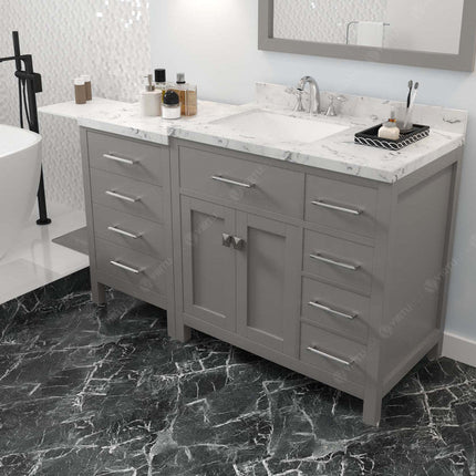 VHG MS-2157R-CMSQ-GR-NM Caroline Parkway 57" Single Bath Vanity in Gray with Cultured Marble Quartz Top and Square Sink