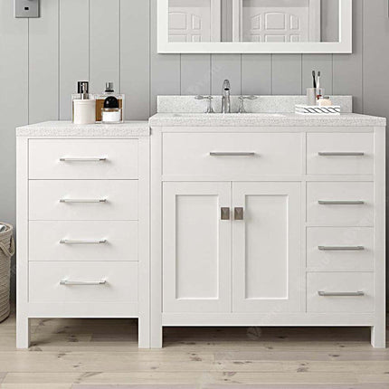 VHG MS-2157R-DWQRO-WH-NM Caroline Parkway 57" Single Bath Vanity in White with White Quartz Top and Round Sink