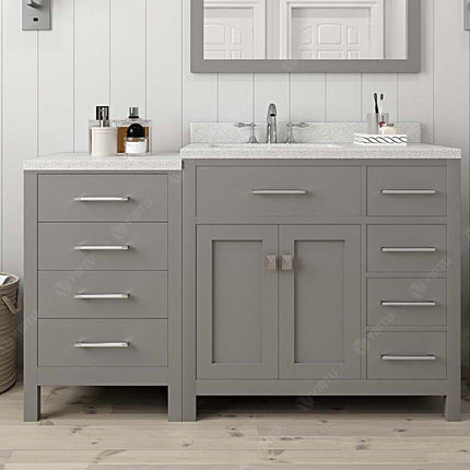 VHG MS-2157R-DWQSQ-GR-NM Caroline Parkway 57" Single Bath Vanity in Gray with White Quartz Top and Square Sink