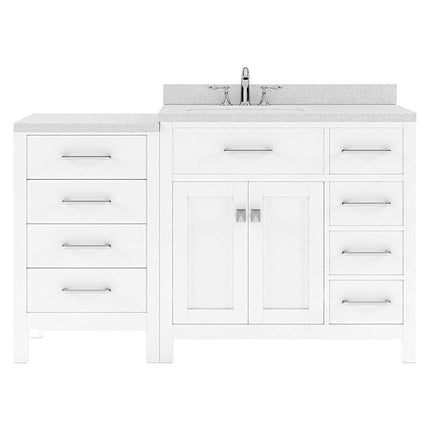 VHG MS-2157R-DWQSQ-WH-NM Caroline Parkway 57" Single Bath Vanity in White with White Quartz Top and Square Sink