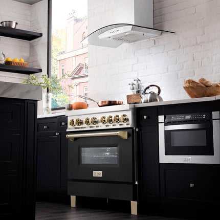 ZLINE Autograph Edition 36 in. 4.6 cu. ft. Legacy Dual Fuel Range with 6 Burner Gas Cooktop and Electric Convection Oven (RAZ-BLM-36-G)