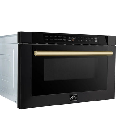 Forno Capoliveri Espresso 24-Inch Microwave Drawer, Black, 1.2 cu.ft, 1500 Watts, Built-In, Touch Control LCD Display, Auto-Touch Open/Close, 11 Power Levels, Sensor Cooking FORNO