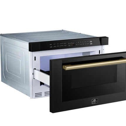 Forno Capoliveri Espresso 24-Inch Microwave Drawer, Black, 1.2 cu.ft, 1500 Watts, Built-In, Touch Control LCD Display, Auto-Touch Open/Close, 11 Power Levels, Sensor Cooking FORNO