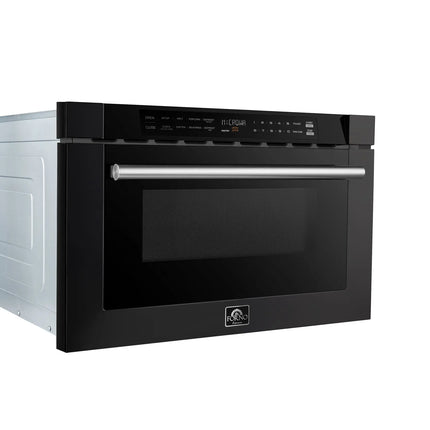 Forno Capoliveri Espresso 24-Inch Microwave Drawer, Black, 1.2 cu.ft, 1500 Watts, Built-In, Touch Control LCD Display, Auto-Touch Open/Close, 11 Power Levels, Sensor Cooking FORNO
