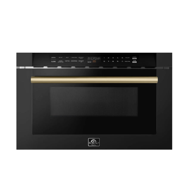 Forno Capoliveri Espresso 24-Inch Microwave Drawer, Black, 1.2 cu.ft, 1500 Watts, Built-In, Touch Control LCD Display, Auto-Touch Open/Close, 11 Power Levels, Sensor Cooking FORNO
