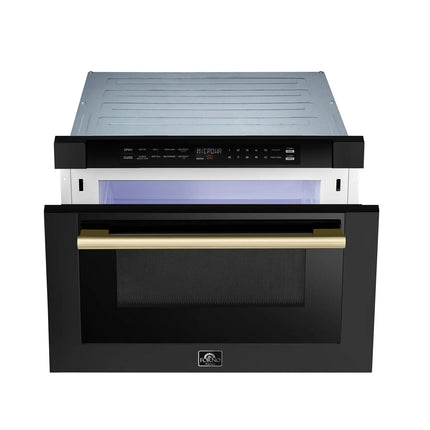 Forno Capoliveri Espresso 24-Inch Microwave Drawer, Black, 1.2 cu.ft, 1500 Watts, Built-In, Touch Control LCD Display, Auto-Touch Open/Close, 11 Power Levels, Sensor Cooking FORNO
