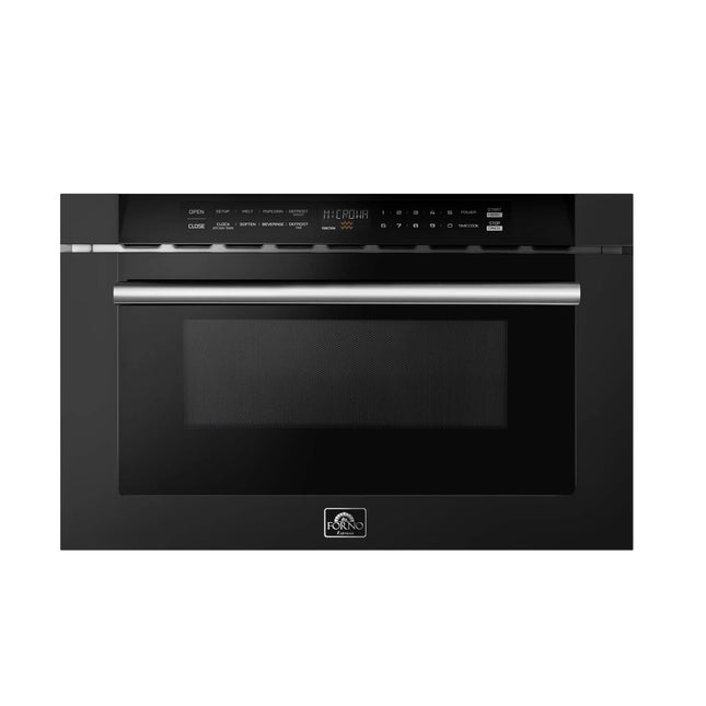 Forno Capoliveri Espresso 24-Inch Microwave Drawer, Black, 1.2 cu.ft, 1500 Watts, Built-In, Touch Control LCD Display, Auto-Touch Open/Close, 11 Power Levels, Sensor Cooking FORNO