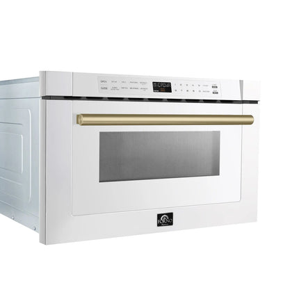 Forno Capoliveri Espresso 24-Inch Microwave Drawer, White, 1.2 cu.ft, 1500 Watts, Built-In, Touch Control LCD Display, Auto-Touch Open/Close, 11 Power Levels, Sensor Cooking FORNO