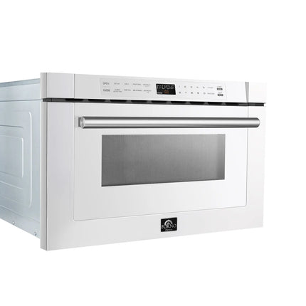 Forno Capoliveri Espresso 24-Inch Microwave Drawer, White, 1.2 cu.ft, 1500 Watts, Built-In, Touch Control LCD Display, Auto-Touch Open/Close, 11 Power Levels, Sensor Cooking FORNO