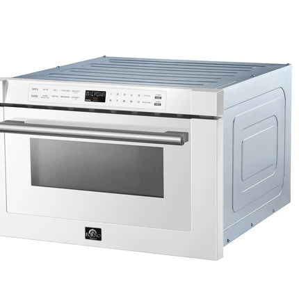 Forno Capoliveri Espresso 24-Inch Microwave Drawer, White, 1.2 cu.ft, 1500 Watts, Built-In, Touch Control LCD Display, Auto-Touch Open/Close, 11 Power Levels, Sensor Cooking FORNO