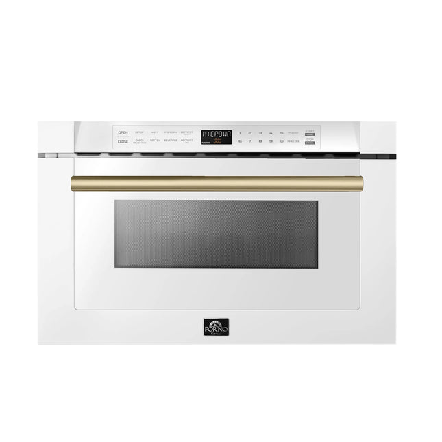 Forno Capoliveri Espresso 24-Inch Microwave Drawer, White, 1.2 cu.ft, 1500 Watts, Built-In, Touch Control LCD Display, Auto-Touch Open/Close, 11 Power Levels, Sensor Cooking FORNO
