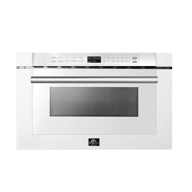 Forno Capoliveri Espresso 24-Inch Microwave Drawer, White, 1.2 cu.ft, 1500 Watts, Built-In, Touch Control LCD Display, Auto-Touch Open/Close, 11 Power Levels, Sensor Cooking FORNO