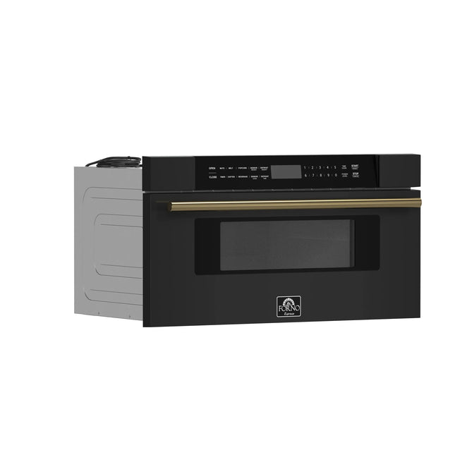 Forno Capoliveri Espresso 30-Inch Microwave Drawer, Black, 1.2 cu.ft, 1500 Watts, Built-In, Touch Control LCD Display, Auto-Touch Open/Close, 11 Power Levels, Sensor Cooking FORNO
