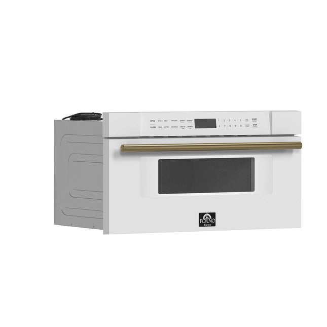 Forno Capoliveri Espresso 30-Inch Microwave Drawer, White, 1.2 cu.ft, 1500 Watts, Built-In, Touch Control LCD Display, Auto-Touch Open/Close, 11 Power Levels, Sensor Cooking FORNO