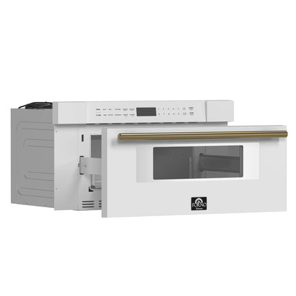 Forno Capoliveri Espresso 30-Inch Microwave Drawer, White, 1.2 cu.ft, 1500 Watts, Built-In, Touch Control LCD Display, Auto-Touch Open/Close, 11 Power Levels, Sensor Cooking FORNO