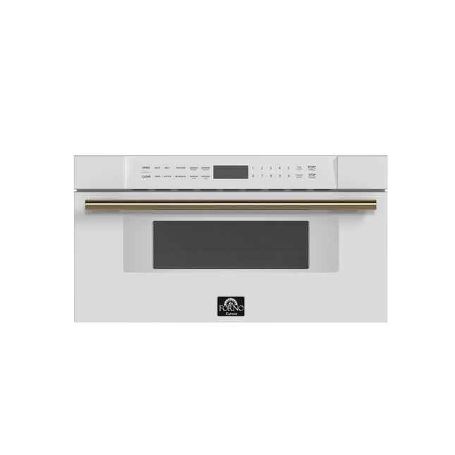Forno Capoliveri Espresso 30-Inch Microwave Drawer, White, 1.2 cu.ft, 1500 Watts, Built-In, Touch Control LCD Display, Auto-Touch Open/Close, 11 Power Levels, Sensor Cooking FORNO