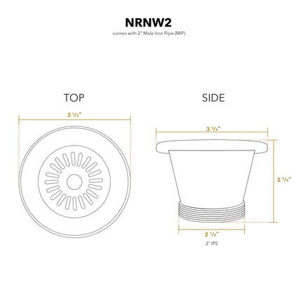 Whitehaus 2 1/2" Basket Strainer With Lift Stopper - NRNW2-SS Whitehaus