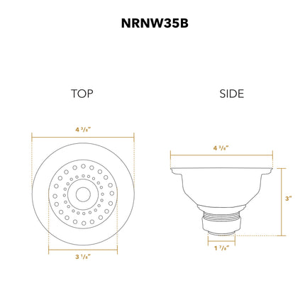 Whitehaus 3 1/2" Basket Strainer With Lift Stopper - NRNW35B-SS Whitehaus