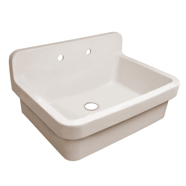 Whitehaus Old Fashioned Country Fireclay Utility Sink With High Backsplash - OFCH2230-BISCUIT Whitehaus