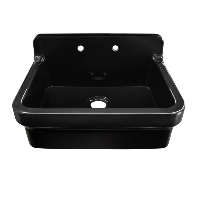 Whitehaus Old Fashioned Country Fireclay Utility Sink With High Backsplash - OFCH2230-BLACK Whitehaus