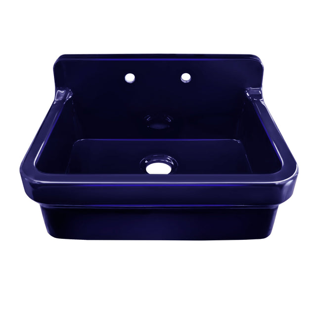 Whitehaus Old Fashioned Country Fireclay Utility Sink With High Backsplash - OFCH2230-BLUE Whitehaus
