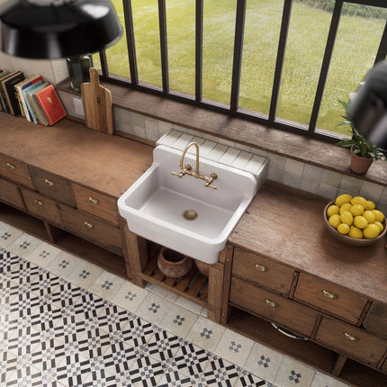 Whitehaus Old Fashioned Country Fireclay Utility Sink With High Backsplash - OFCH2230-WHITE Whitehaus