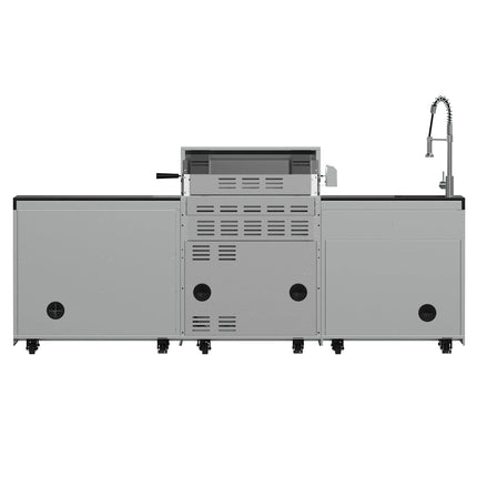 FORNO Bulnes 30-Inch BBQ, 60,000 BTU, 3 Burners with Sear & Rotisserie Infrared Burners, Stainless Steel Outdoor Kitchen with 1.8 cu.ft. Beverage Center & Black Granite Countertops FORNO