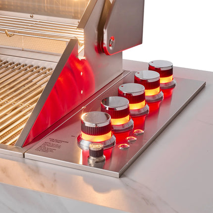 Forno Rimini Outdoor Kitchen: 30" BBQ 62,600 BTU, 4.8 cu.ft. Refrigerators, White Countertops FORNO