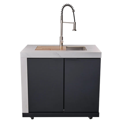 Forno Rimini Outdoor Kitchen: 30" BBQ 62,600 BTU, 4.8 cu.ft. Refrigerators, White Countertops FORNO