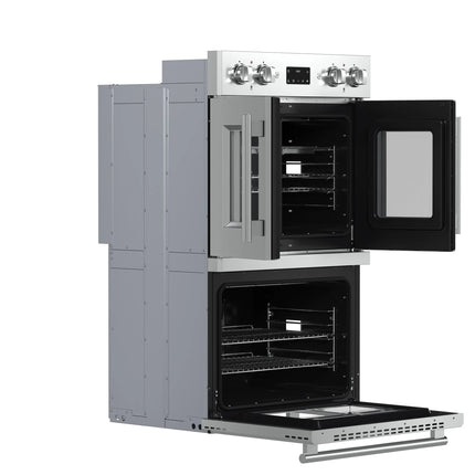 Forno Asti 30-Inch Double Electric Wall Oven with Upper French Doors in Stainless Steel, 7.36 cu. ft. Dual True Convection, 7,200W, Air Fry, Sous Vide, Self-Clean FORNO