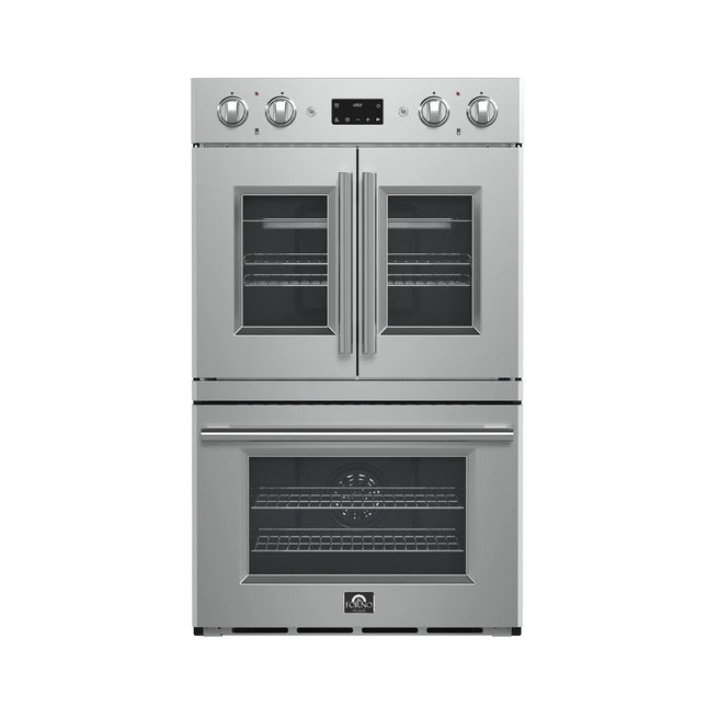 Forno Asti 30-Inch Double Electric Wall Oven with Upper French Doors in Stainless Steel, 7.36 cu. ft. Dual True Convection, 7,200W, Air Fry, Sous Vide, Self-Clean FORNO