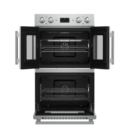 Forno Asti 30-Inch Double Electric Wall Oven with Upper French Doors in Stainless Steel, 7.36 cu. ft. Dual True Convection, 7,200W, Air Fry, Sous Vide, Self-Clean FORNO