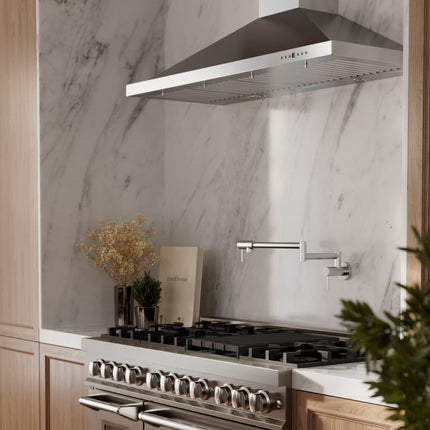 ZLINE 48" Convertible Vent Wall Mount Range Hood in Stainless Steel with Crown Molding (KBCRN-48)
