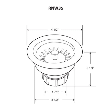 Whitehaus 3 1/2" Basket Strainer - RNW35-WB Whitehaus