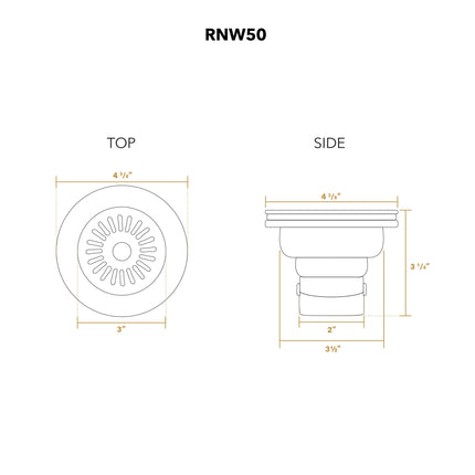 Whitehaus 3 1/2" Basket Strainer - RNW50-WH Whitehaus