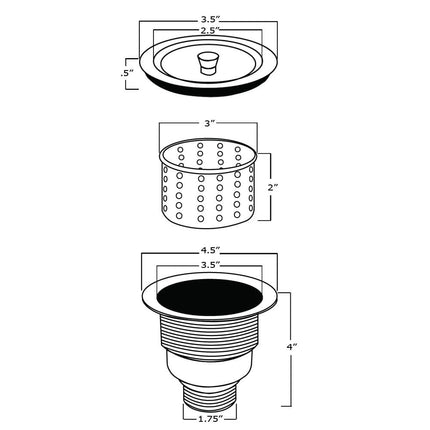 Ruvati RVA1025 Kitchen Sink Basket Strainer - Stainless Steel Ruvati