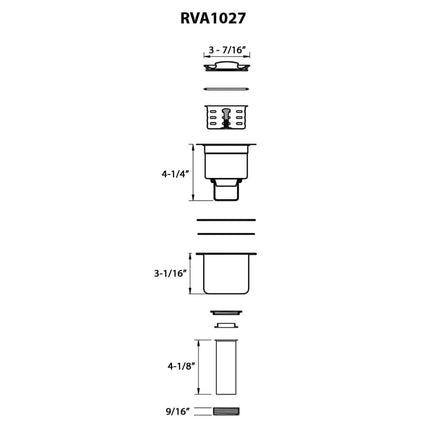 Ruvati Deep Basket Strainer Drain for Kitchen Sinks all Metal 3-1/2 inch - Brushed Gold Satin Brass - RVA1027GG Ruvati