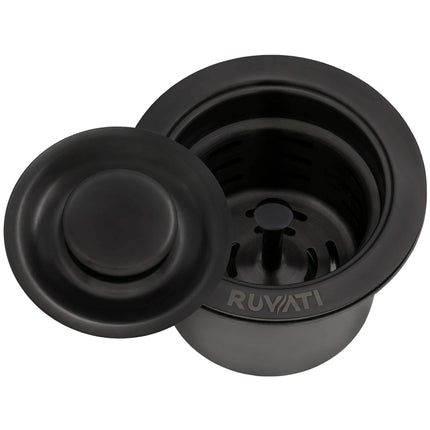 Ruvati Deep Basket Strainer Drain for Kitchen Sinks all Metal 3-1/2 inch - Gunmetal Black Stainless Steel - RVA1027BL Ruvati